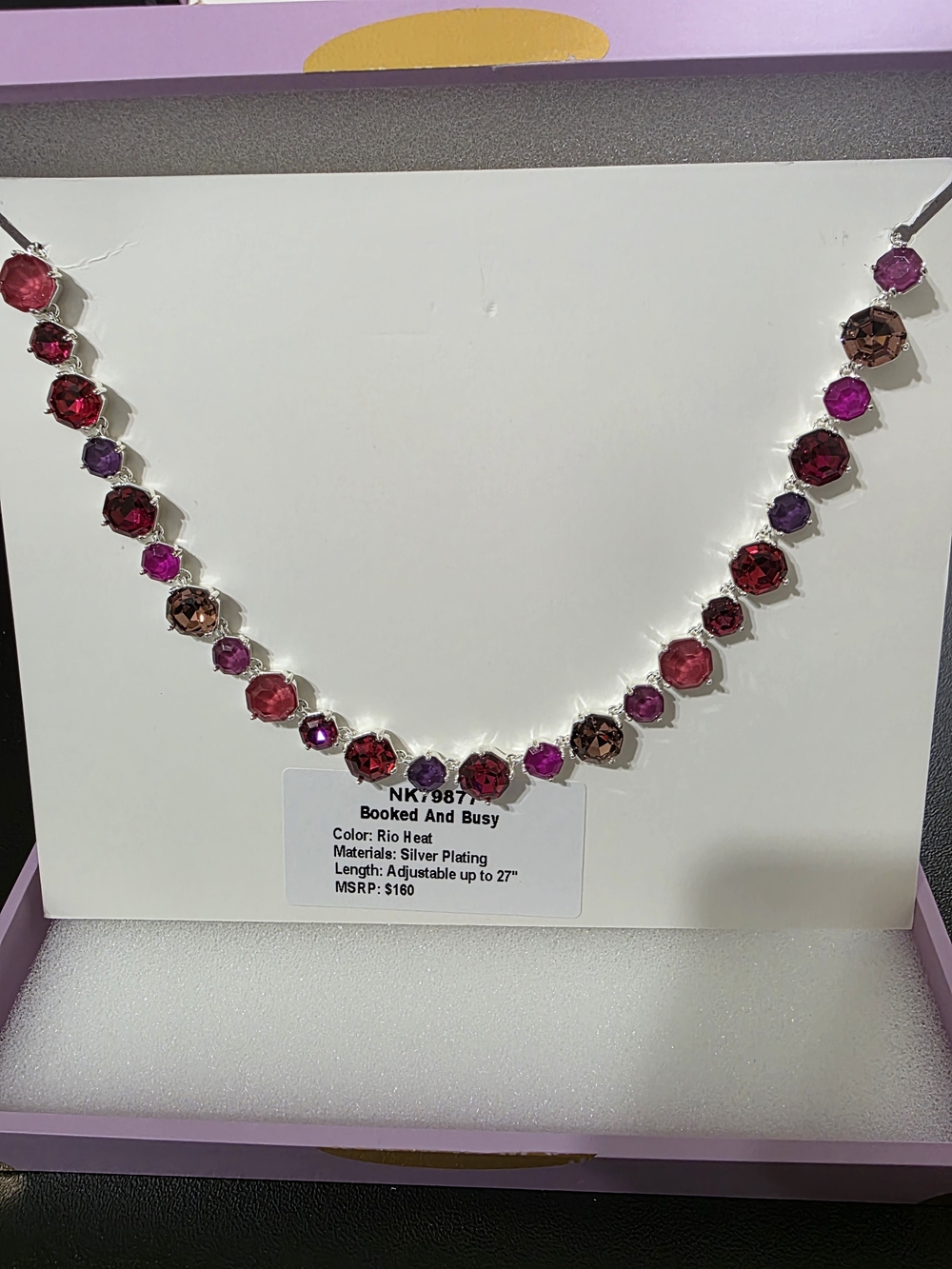 Rio Heat Silver-Plated Jewel Candy Necklace - Booked And Busy